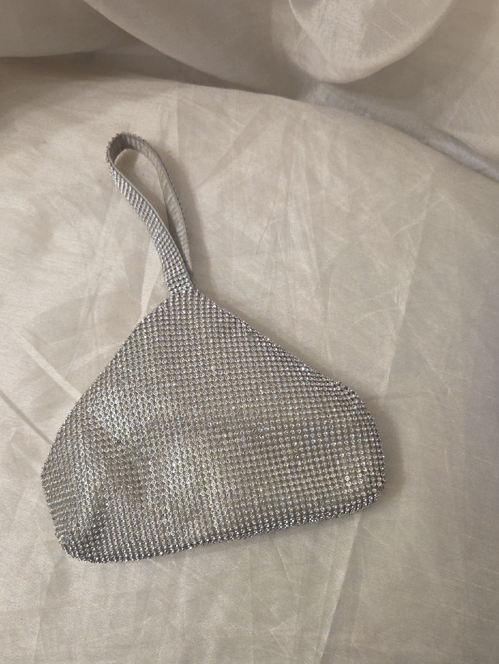 Silver Rhinestone Wristlet Clutch